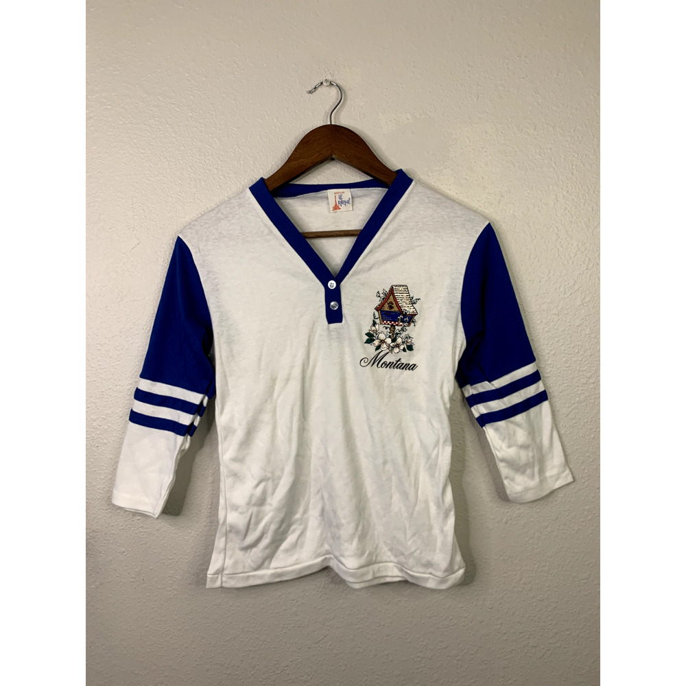 90s Vintage Le Riche M Montana Birdhouse Graphic Quarter Sleeve Shirt